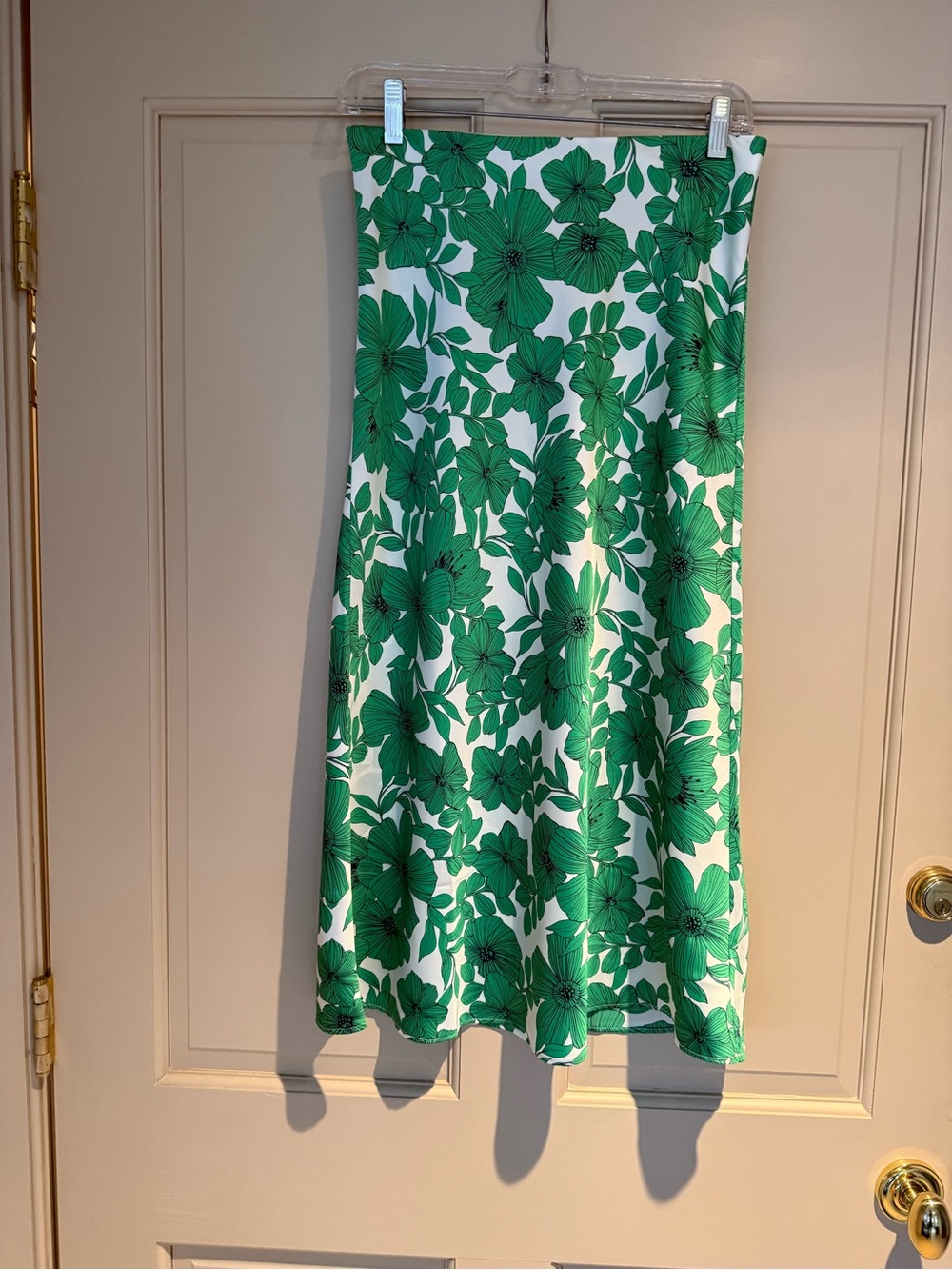 J. Crew Green Floral A-Line Skirt on White